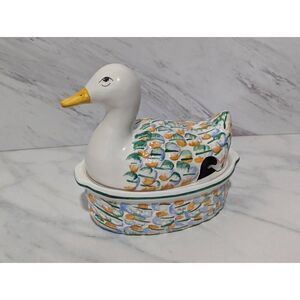 Unbranded Multi-Color Hand Painted Italian Ceramic Small Duck Tureen